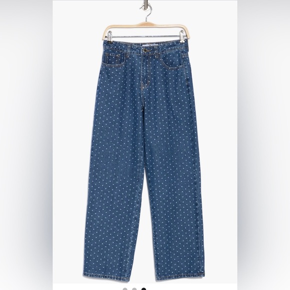 FLYING ANGEL Polka Dot High Waist Straight Leg Jeans/size 1(25) - Picture 4 of 9